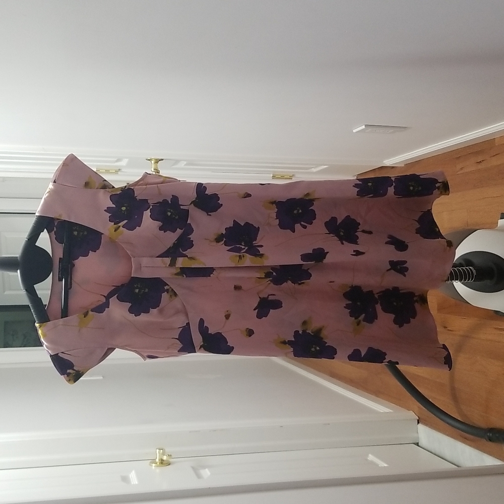 Midi champagne dress with purple and yellow gold flowers